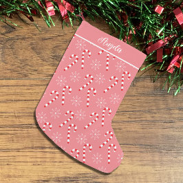 Candy Canes and Snowflakes Pink Weihnachten Strump Kleiner Weihnachtsstrumpf