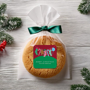 Candy Canes and Strumpfs Weihnachten Quadratischer Aufkleber