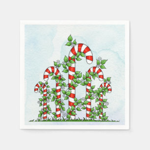 Candy Canes and Vines Christmas Napkin Serviette