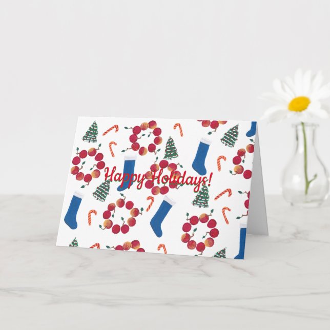 Candy Canes Apple Wreathes Weihnachts-Strümpfe Karte (Kleine Pflanze)