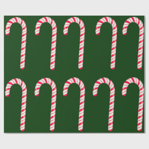 Candy Canes auf dunklem grünem Umschlagpapier Geschenkpapier