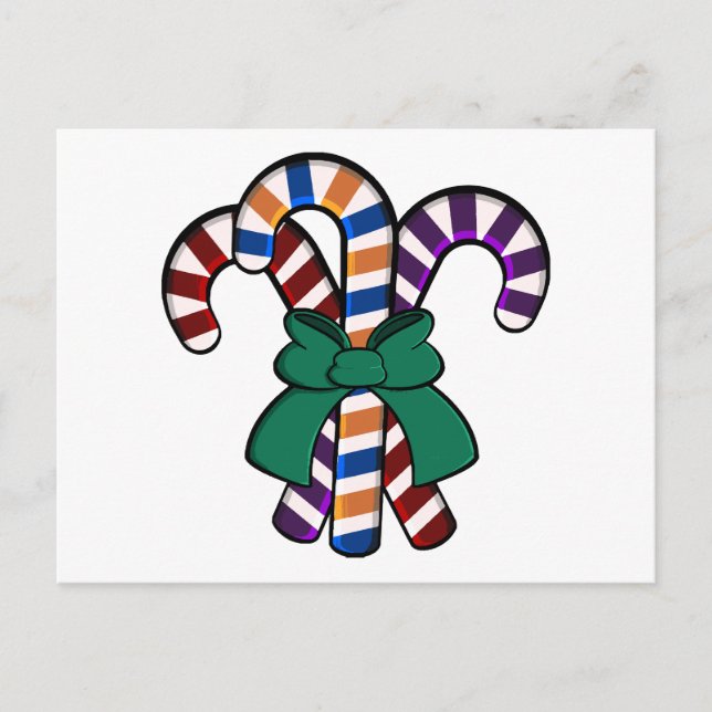 Candy Canes Bouquet - grünes Band Postkarte (Vorderseite)