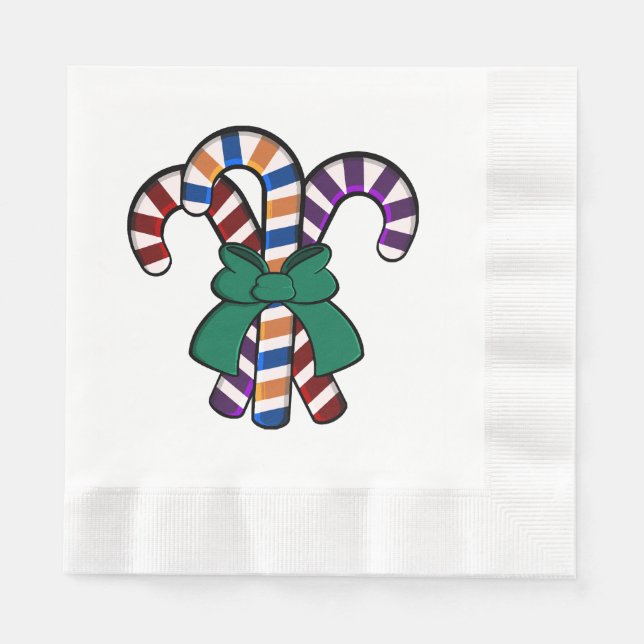 Candy Canes Bouquet - grünes Band Serviette (Vorderseite)
