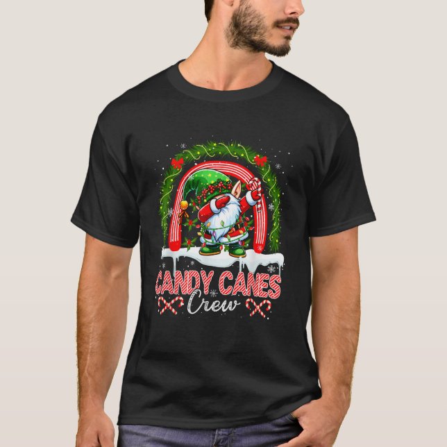 Candy Canes Crew Rainbow Dabbing Gnome Xmas Kinder T-Shirt (Vorderseite)