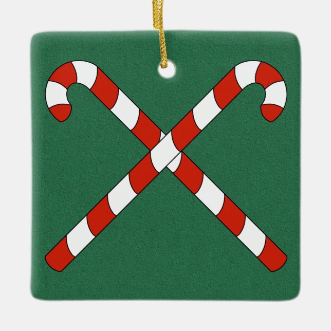 Candy Canes Crossed Keramikornament (Vorderseite)