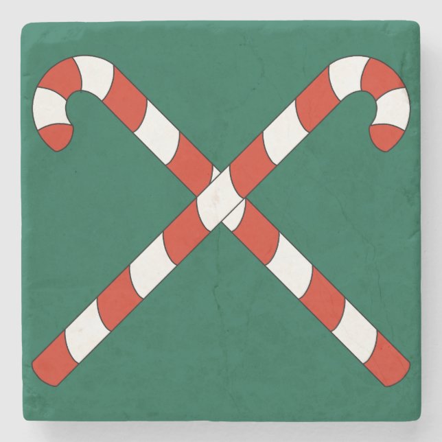 Candy Canes Crossed Steinuntersetzer (Vorderseite)