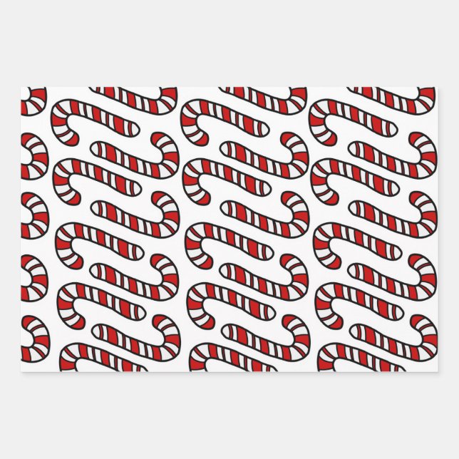 Candy Canes Geschenkpapier Set (Vorderseite)