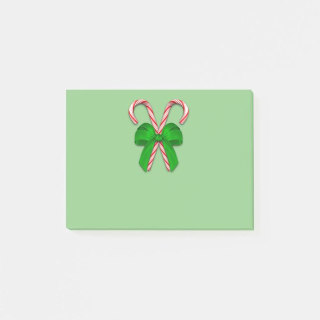 Candy Canes Green Bow Post-it Klebezettel (Vorderseite)