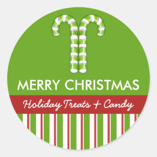 Candy Canes grüne Candy Gift Jar Round Label Runder Aufkleber