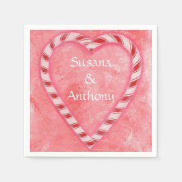 Candy Canes Heart Personalisiert Wedding Napkins Serviette