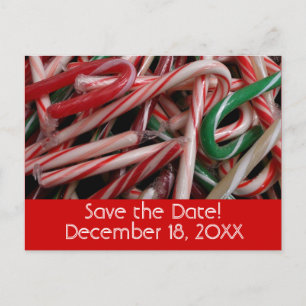 Candy Canes Holiday Save the Date Ankündigungspostkarte