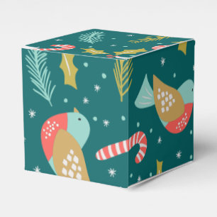 Candy Canes Holly Pine Boughds Birds Geschenkschachtel