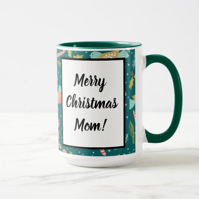 Candy Canes Holly Pine Boughds Birds Tasse (Rechts)