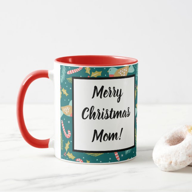 Candy Canes Holly Pine Boughds Birds Tasse (Mit Donut)