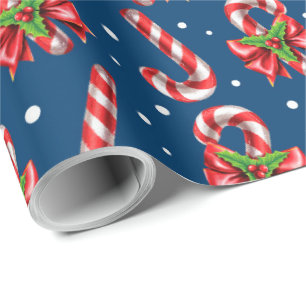 Candy Canes in blau Geschenkpapier