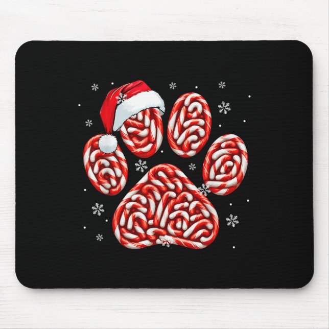 Candy Canes in Dog Paw Xmas Dog Cat Eigentümer Fam Mousepad (Vorne)