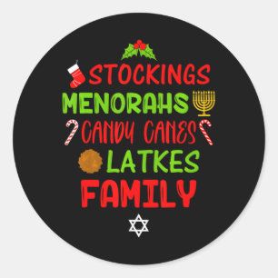 Candy Canes Latkes Hanukkah Weihnachten Chrismukka Runder Aufkleber