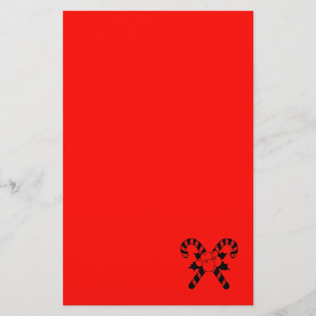 Candy Canes & mistletoe Black Frohe Weihnachten Briefpapier (Vorderseite)
