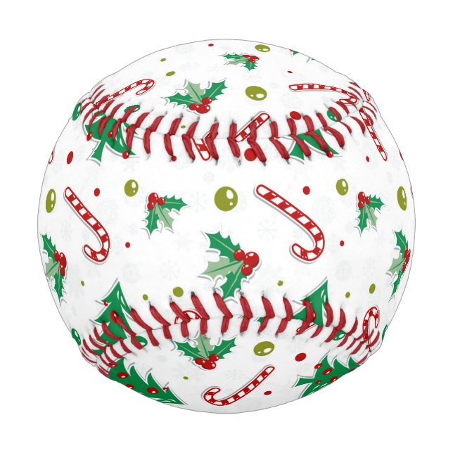 Candy Canes, Mistletoe und Weihnachtsbäume Baseball (Vorderseite)