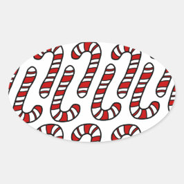 Candy Canes Ovaler Aufkleber