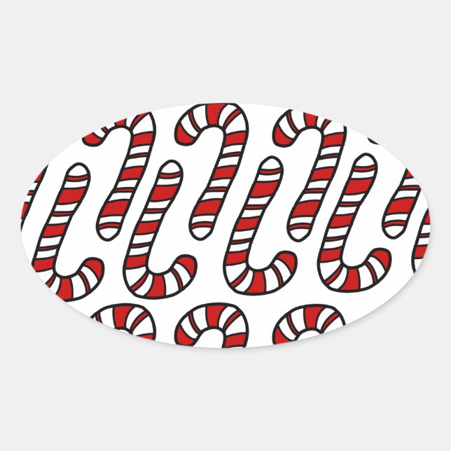 Candy Canes Ovaler Aufkleber (Vorderseite)