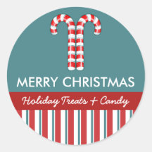 Candy Canes Red Candy Gift Jar Round Label