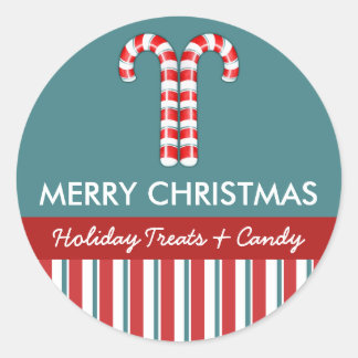 Candy Canes Red Candy Gift Jar Round Label Runder Aufkleber