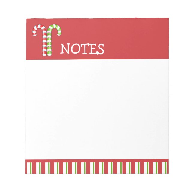 Candy Canes Red Green Notepad Notizblock (Vorderseite)