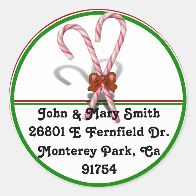 Candy Canes Runder Aufkleber (Vorderseite)