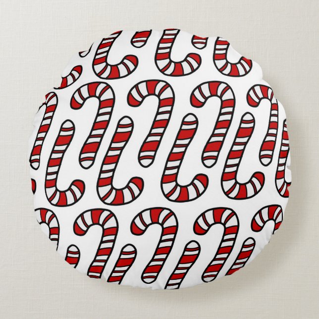 Candy Canes Rundes Kissen (Vorderseite)