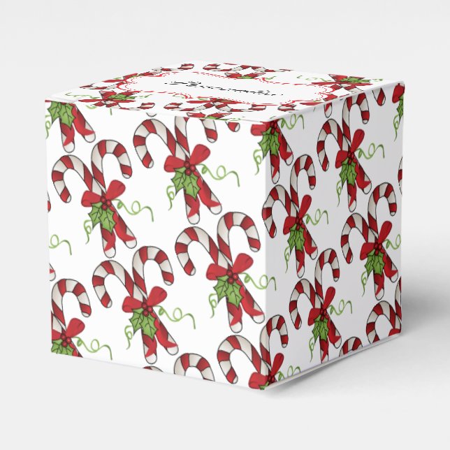 Candy Canes Stripe mit Holly und Bow Geschenkschachtel (Vorderseite)