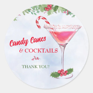 Candy Canes und Cocktails Weihnachtsfeier Runder Aufkleber