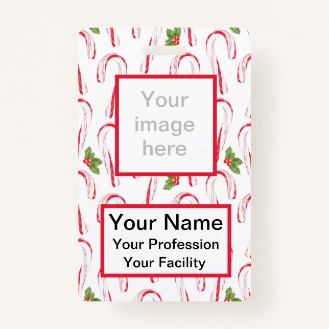 Candy Canes und Holly Abzeichen Ausweis (Vorderseite)