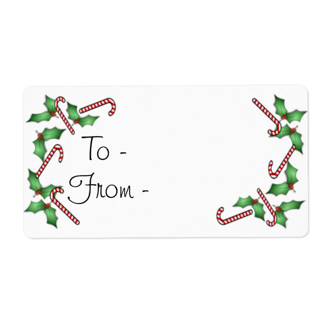 Candy Canes und Holly Gift Labels (Vorne)