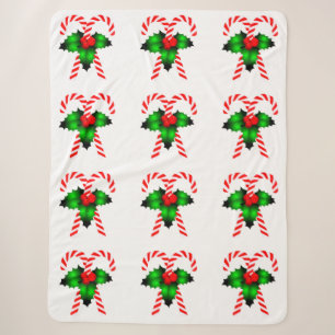 Candy Canes und Holly Sherpa Blanket Sherpadecke