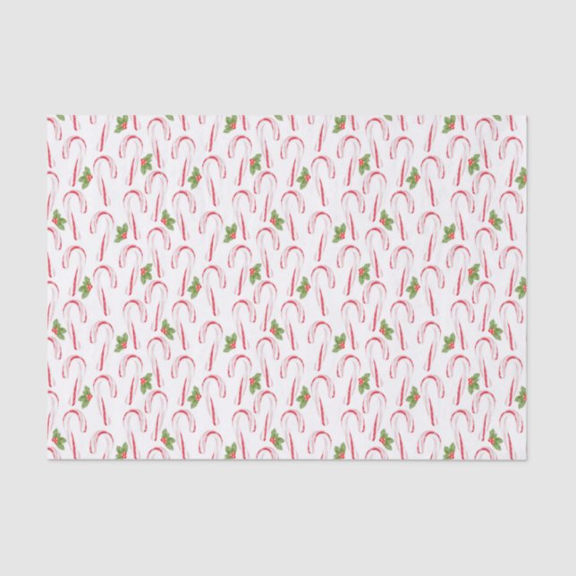 Candy Canes und Holly Tissue Paper Seidenpapier (Vorderseite)