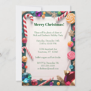 Candy Canes und Lollipops Weihnachts-Party Einladung