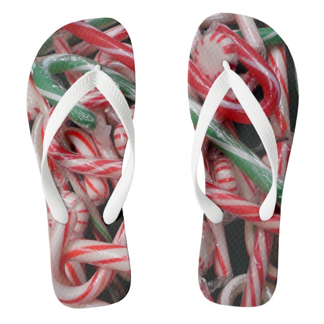 Candy Canes und Pfefferminz Weihnachtsfeiertag Flip Flops (Fußbett)