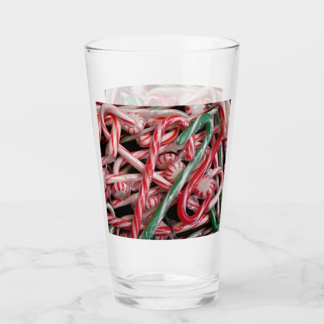 Candy Canes und Pfefferminz Weihnachtsfeiertag Glas (Vorderseite)