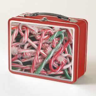 Candy Canes und Pfefferminz Weihnachtsfeiertag Metall Brotdose