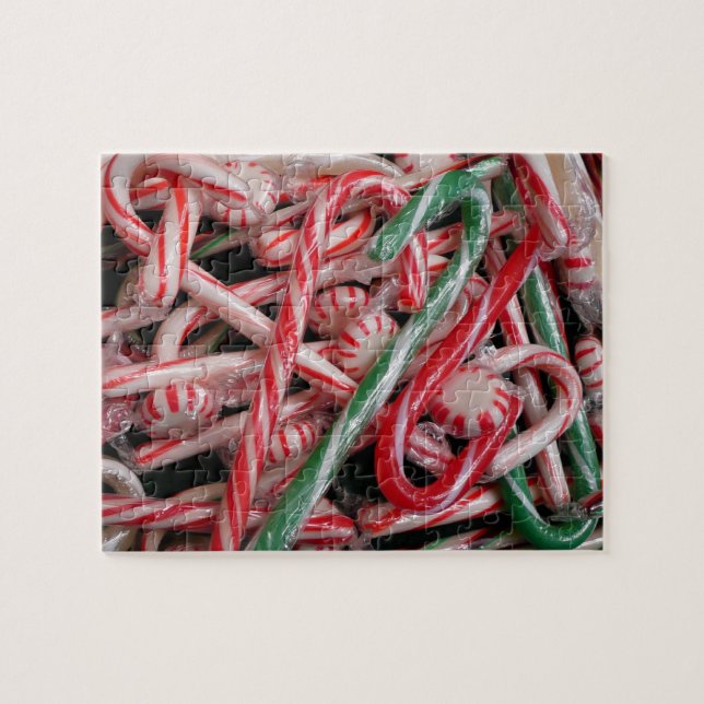 Candy Canes und Pfefferminz Weihnachtsfeiertag Puzzle (Horizontal)