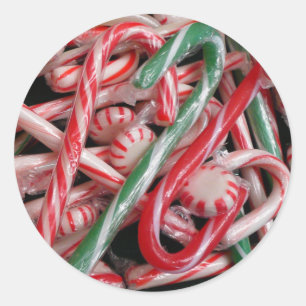 Candy Canes und Pfefferminz Weihnachtsfeiertag Runder Aufkleber