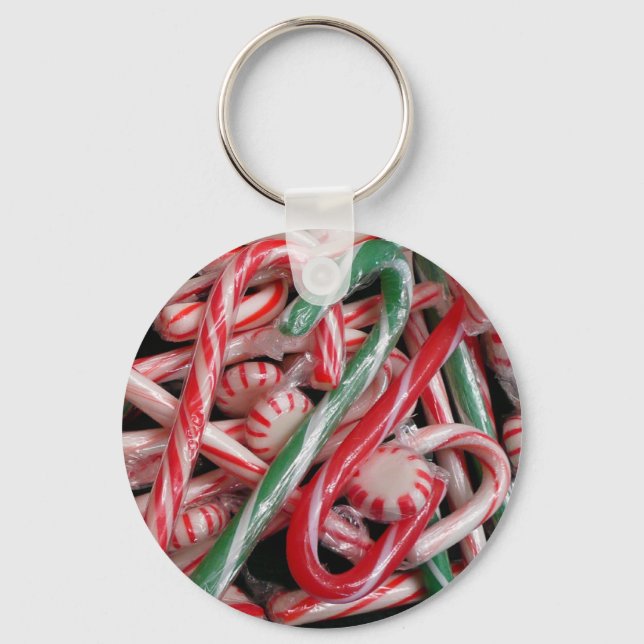 Candy Canes und Pfefferminz Weihnachtsfeiertag Schlüsselanhänger (Vorderseite)