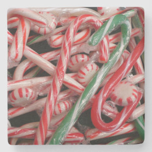 Candy Canes und Pfefferminz Weihnachtsfeiertag Steinuntersetzer