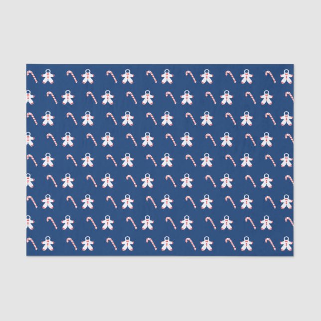 Candy Canes und Snow Anzugs auf Blue Seidenpapier (Vorderseite)