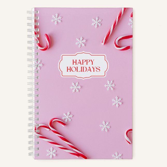 Candy Canes und Snowflakes Notizbuch (Vorderseite)