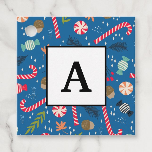 Candy Canes und Wrapped Christmas Candy Geschenkanhänger (Vorderseite)