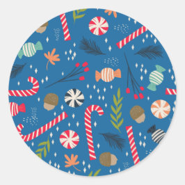 Candy Canes und Wrapped Christmas Candy Runder Aufkleber