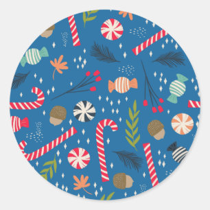 Candy Canes und Wrapped Christmas Candy Runder Aufkleber
