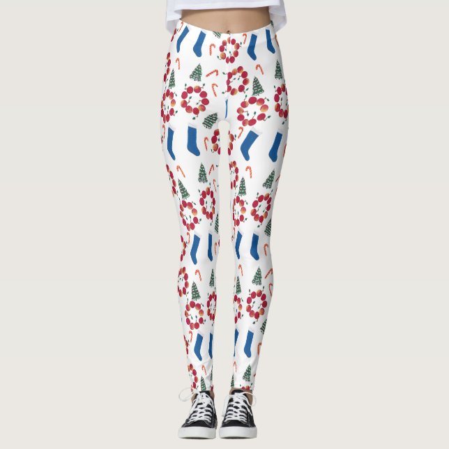 Candy Canes Weihnachtsbaumen Strumpf Urlaub Leggings (Vorderseite)
